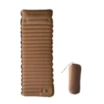 Matelas gonflable 1 personne marron avec oreiller intégré