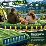 Matelas gonflable camping avec chambres d’air ondulées pour un soutien stable