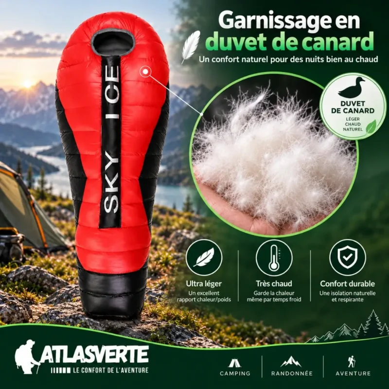 Garnissage en duvet de canard du sac de couchage chaud