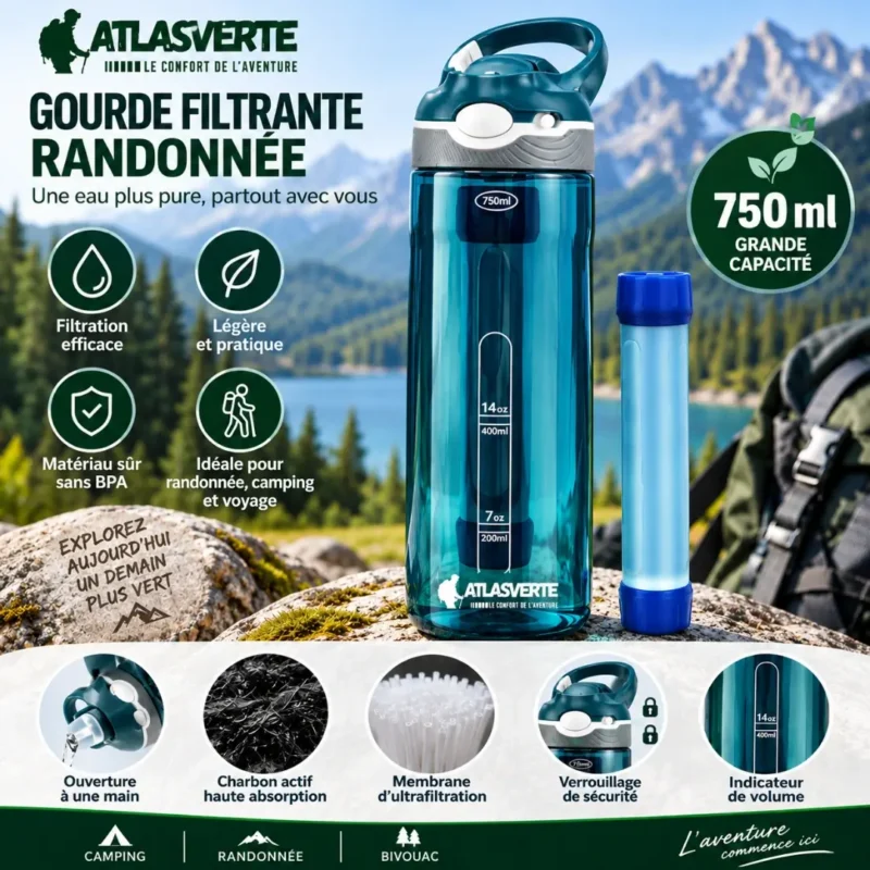 Filtre intégré de la gourde randonnée