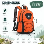 Petit Sac à Dos de Randonnée 20L Ultra Compact – Image 6