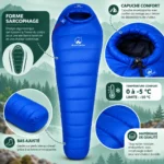 Sac de couchage grand froid forme sarcophage