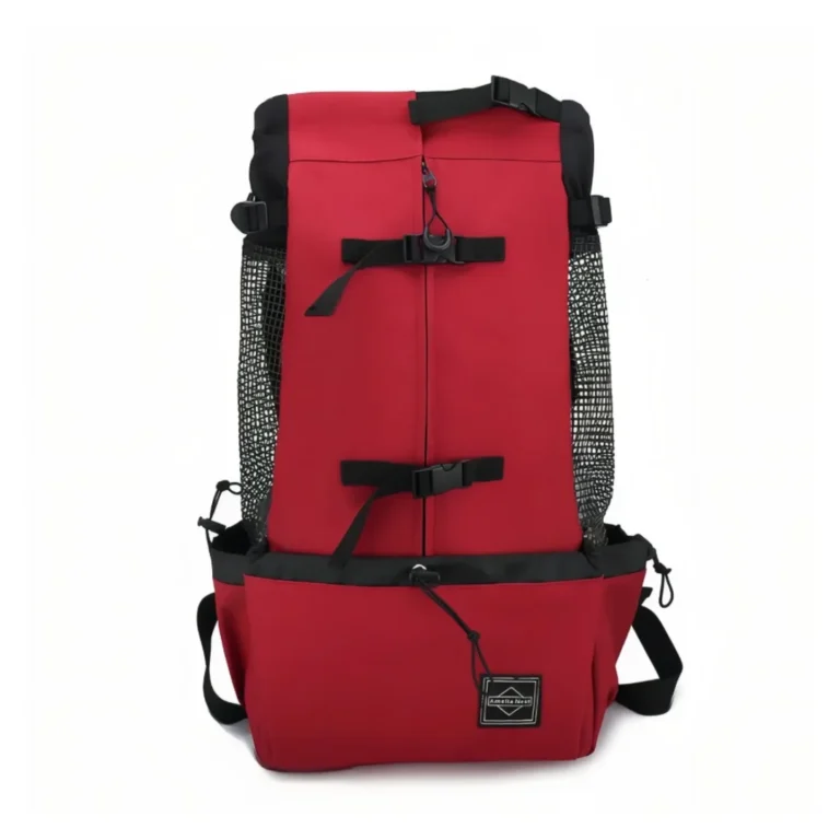 Sac porte chien randonnée respirant pour sorties outdoor Rouge
