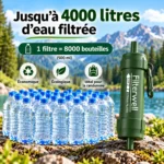 Filtre à eau randonnée avec capacité de filtration jusqu’à 4000 litres