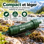 Filtre à eau randonnée compact et léger pour trekking, camping et bivouac