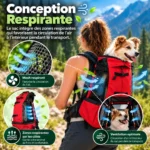 Sac porte chien randonnée avec panneaux en mesh respirant